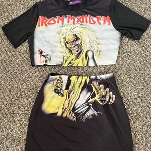 Iron Maiden Graphic Crop Top and Skirt Set